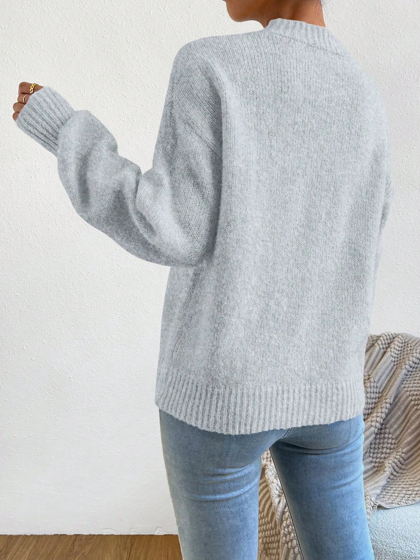 Solid Drop Shoulder Sweater