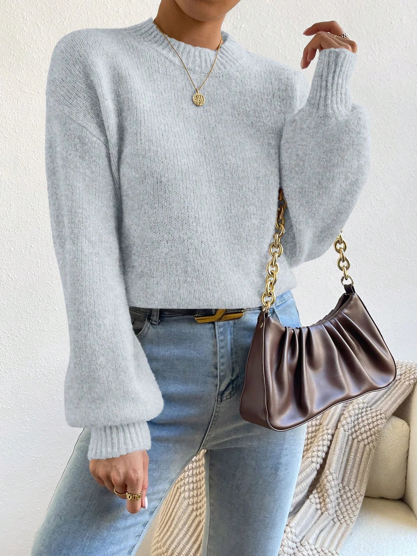 Solid Drop Shoulder Sweater