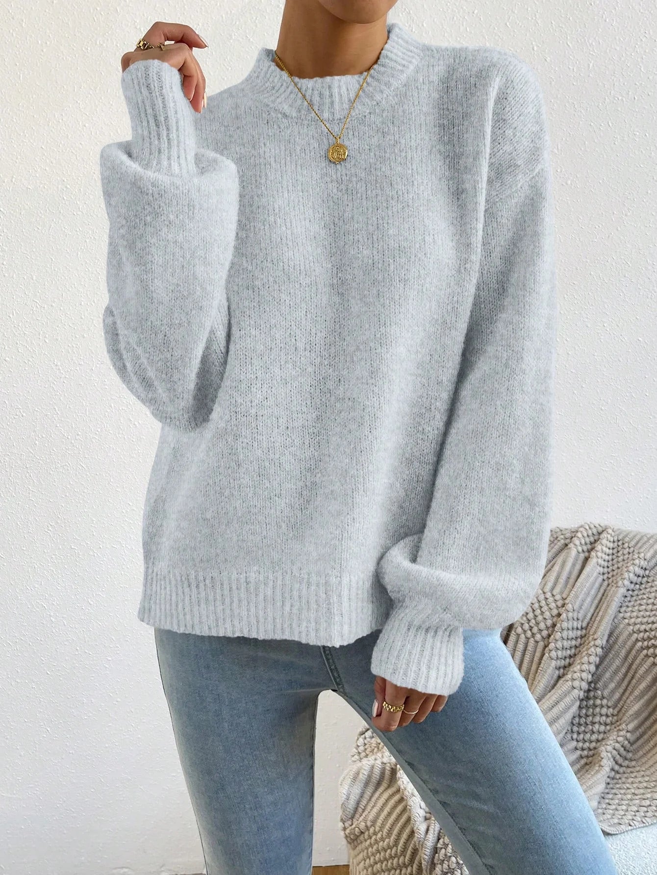 Solid Drop Shoulder Sweater