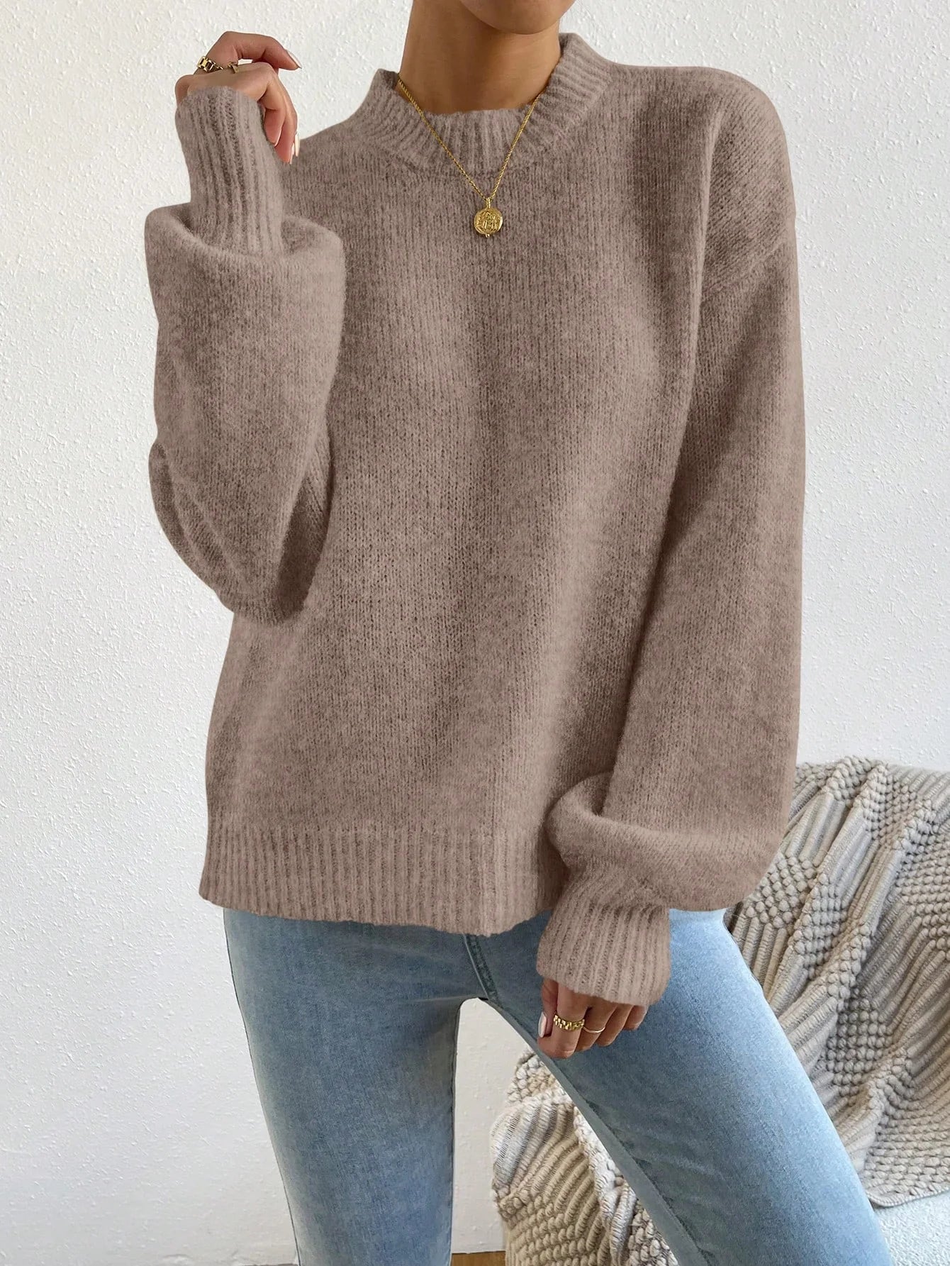 Solid Drop Shoulder Sweater