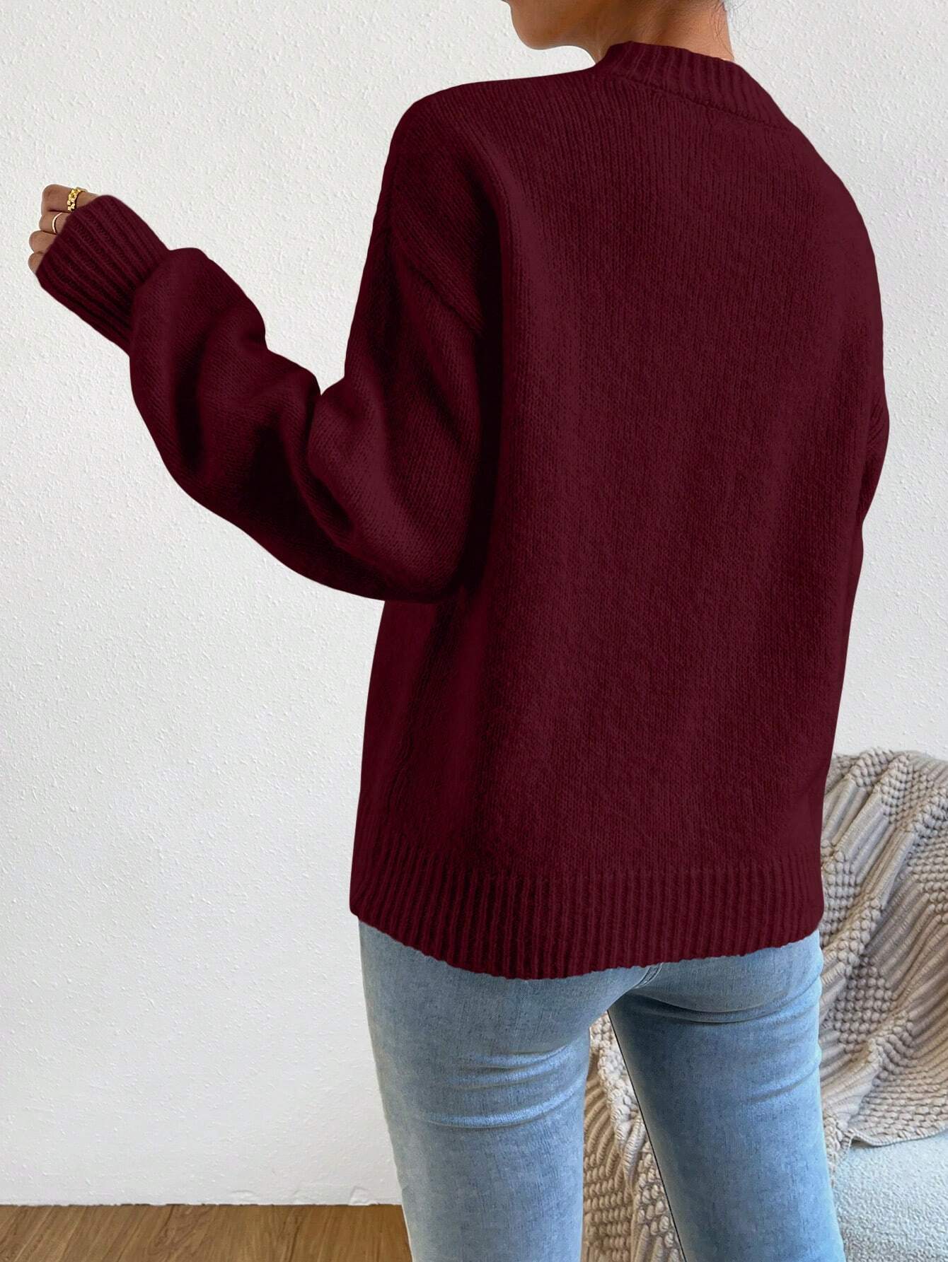 Solid Drop Shoulder Sweater