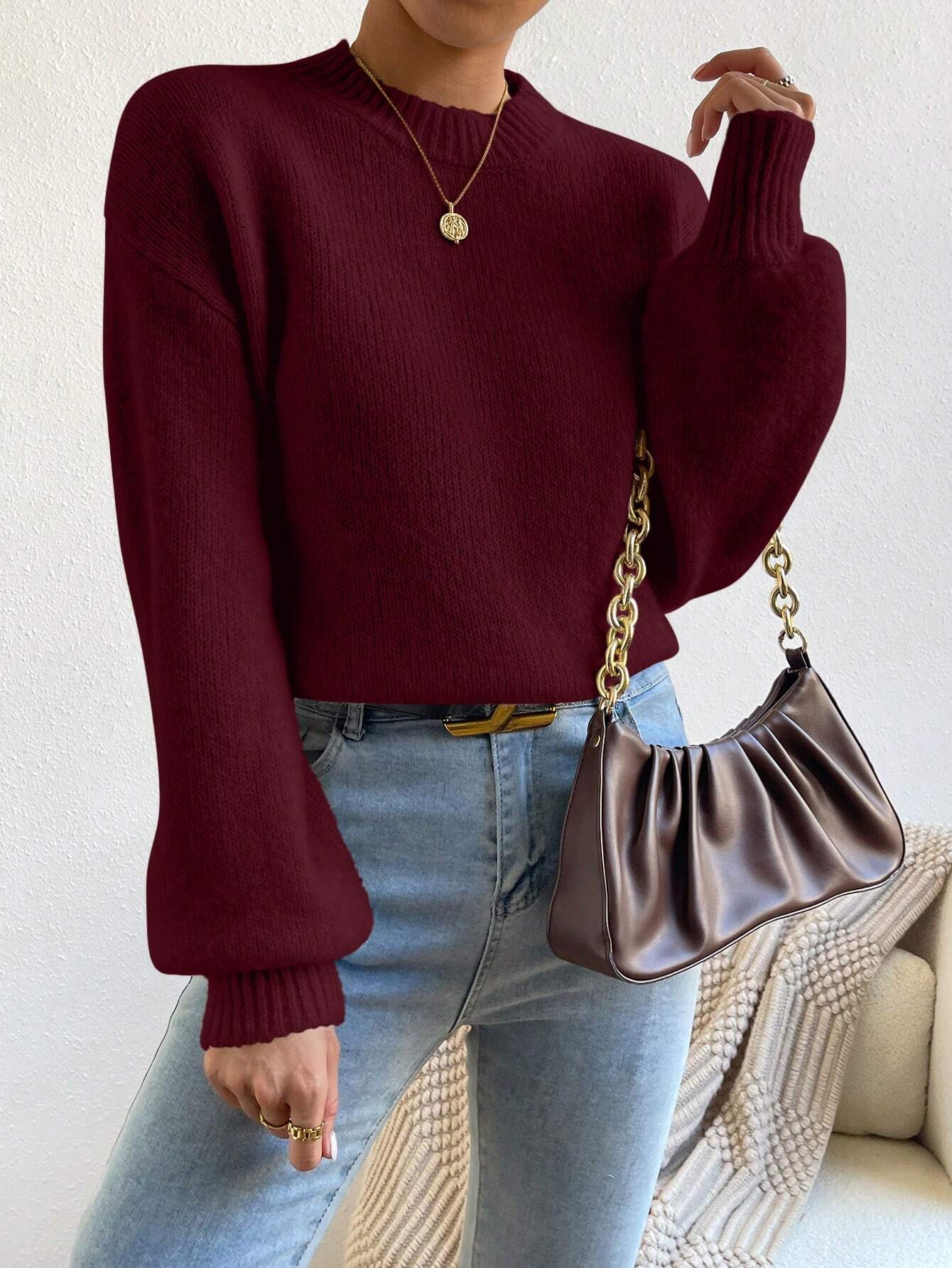 Solid Drop Shoulder Sweater