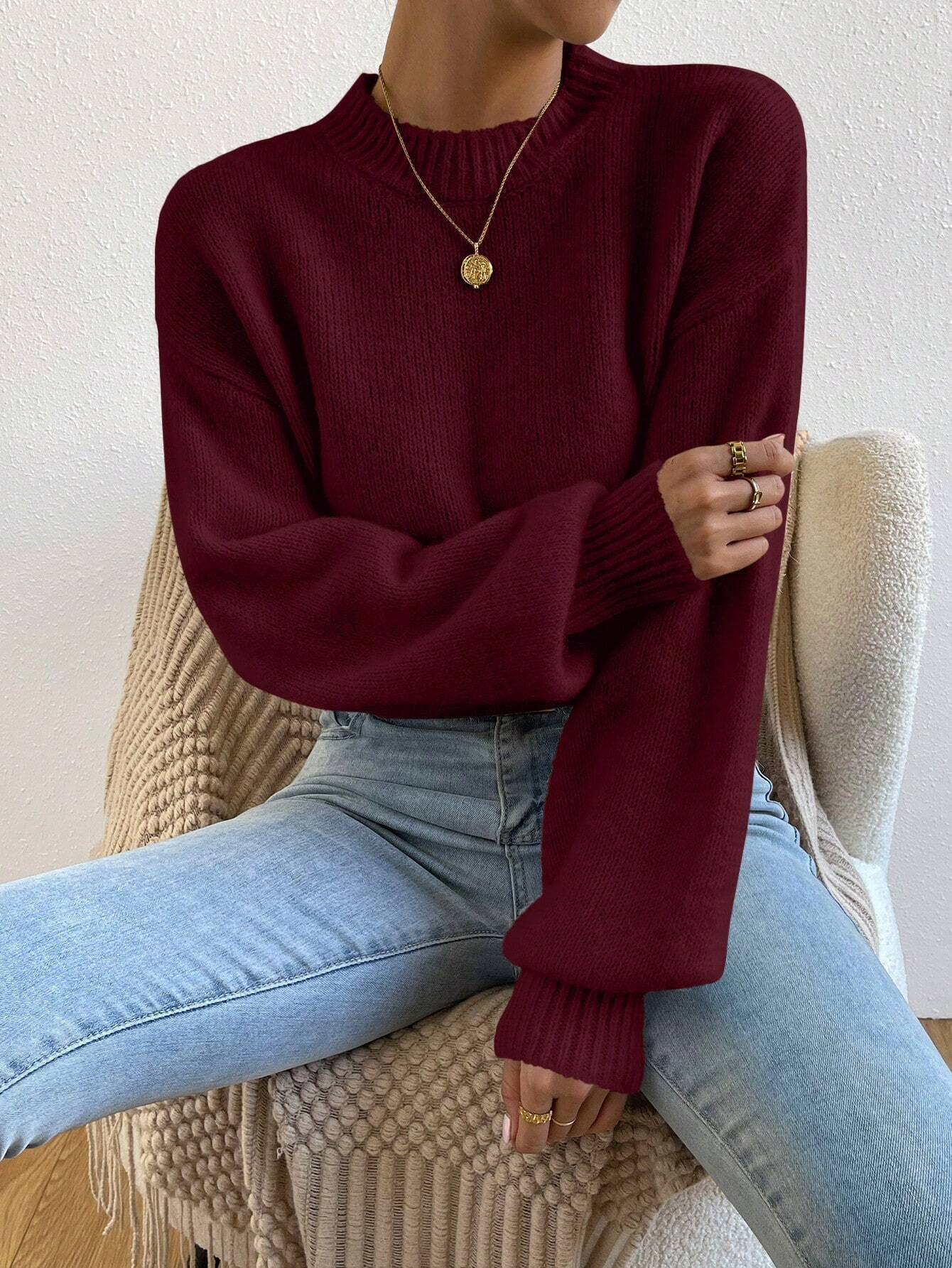 Solid Drop Shoulder Sweater