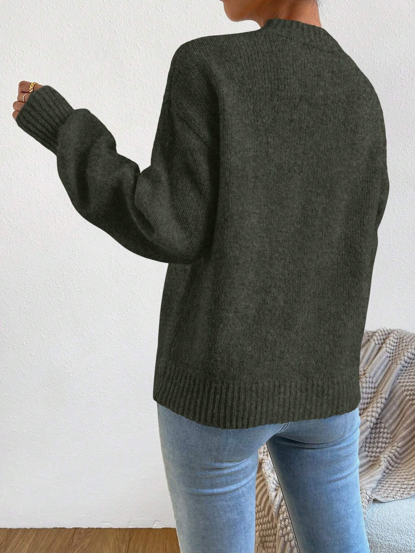 Solid Drop Shoulder Sweater