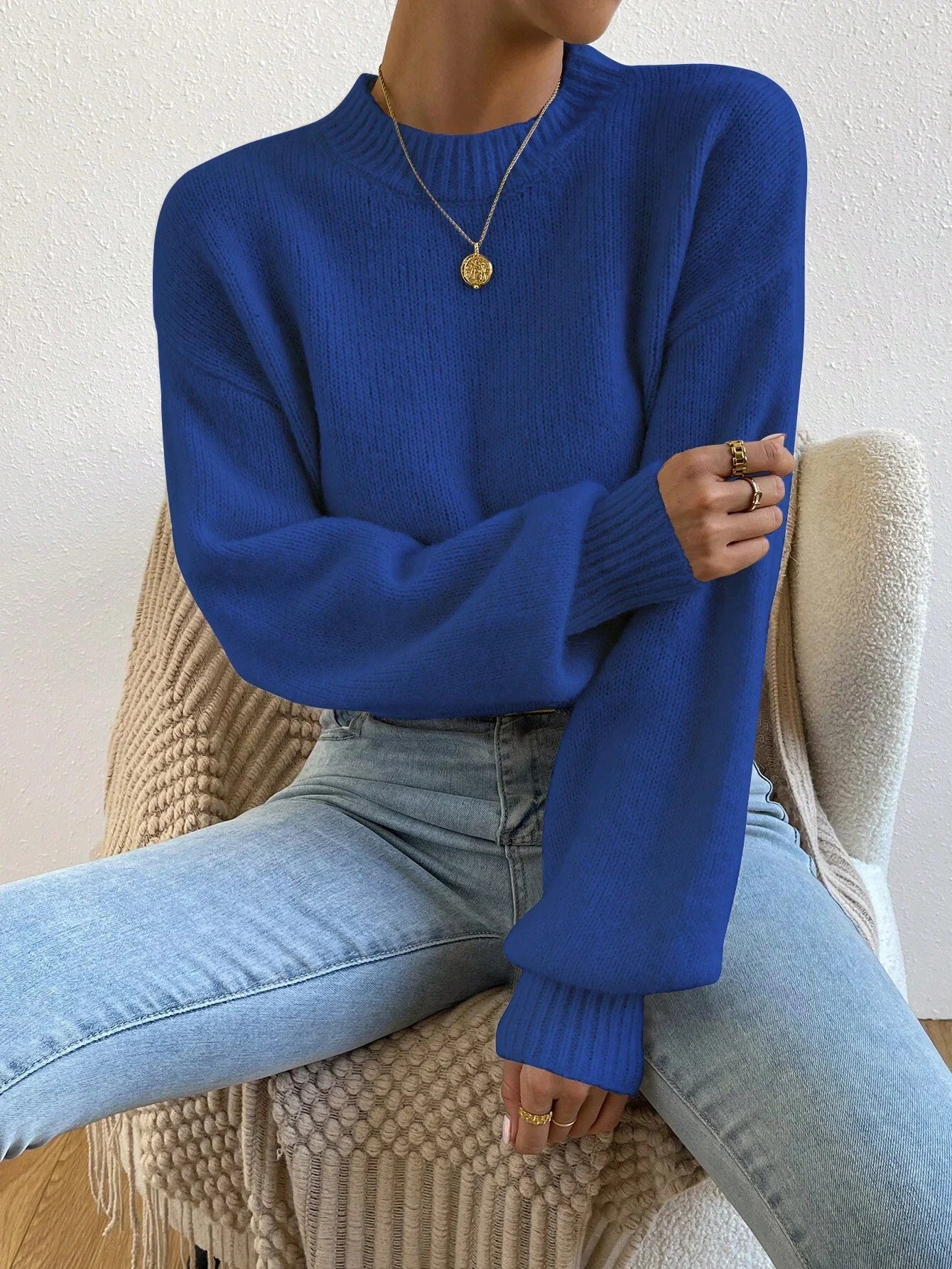 Solid Drop Shoulder Sweater