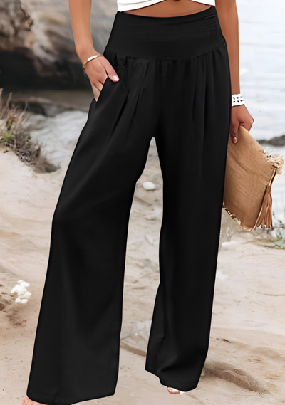 Whitney – Wide-Leg Trousers with Smocked Waist