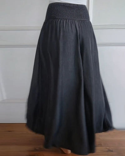 Priscelle – Shirred Waist Wide-Leg Maxi Trousers