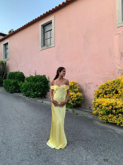 samira satin dress - Yellow