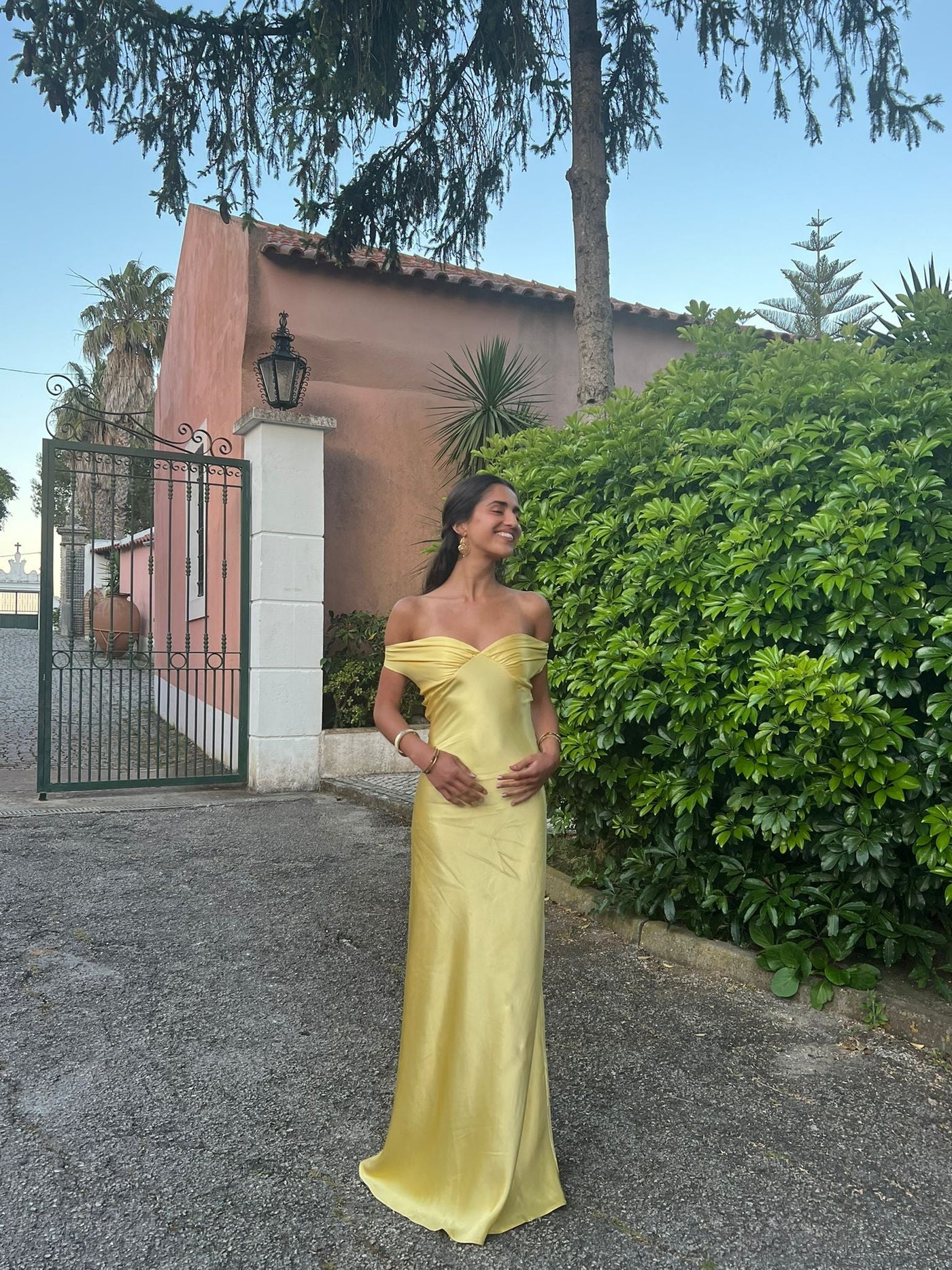 samira satin dress - Yellow