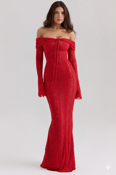 aria red maxi dress