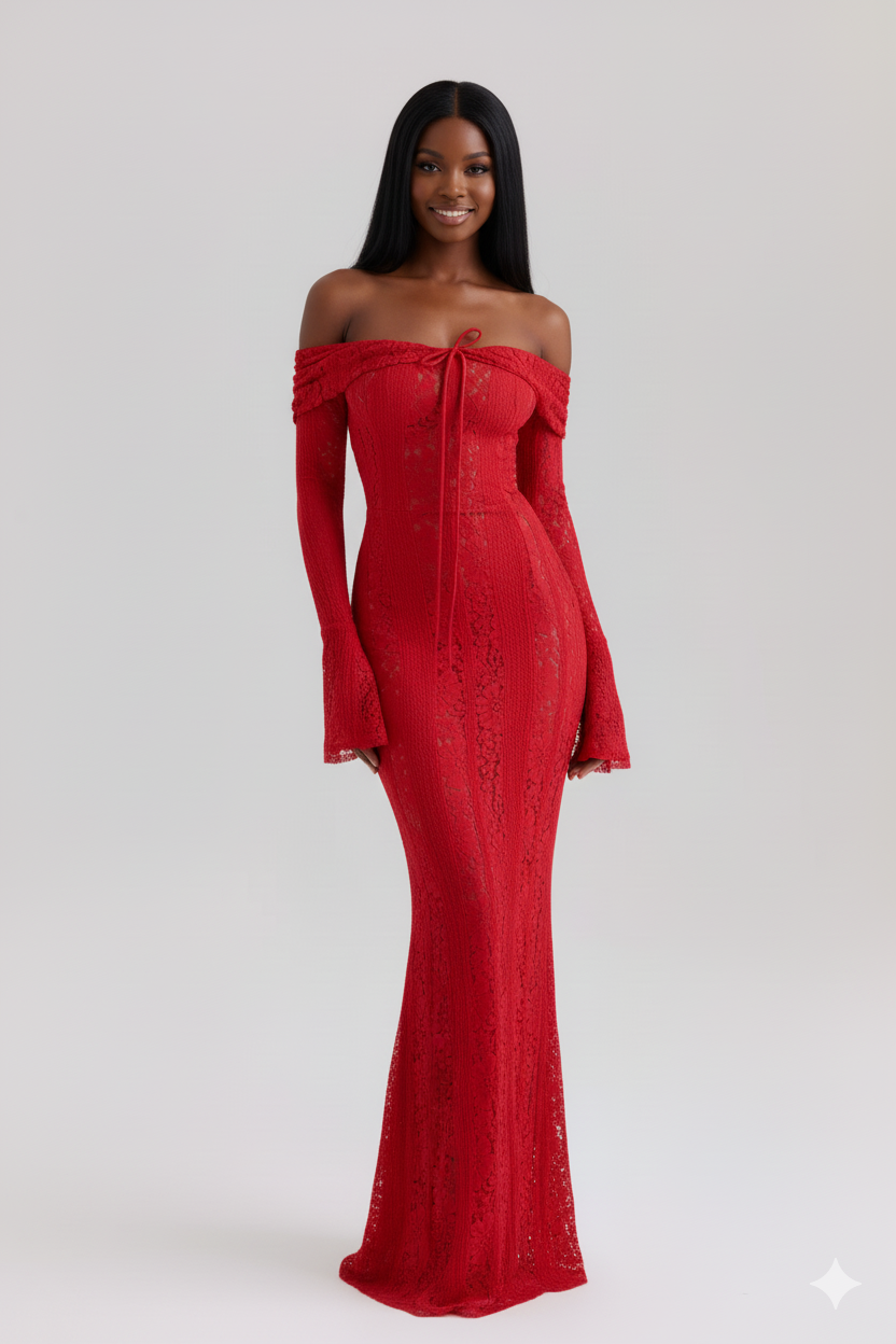 aria red maxi dress