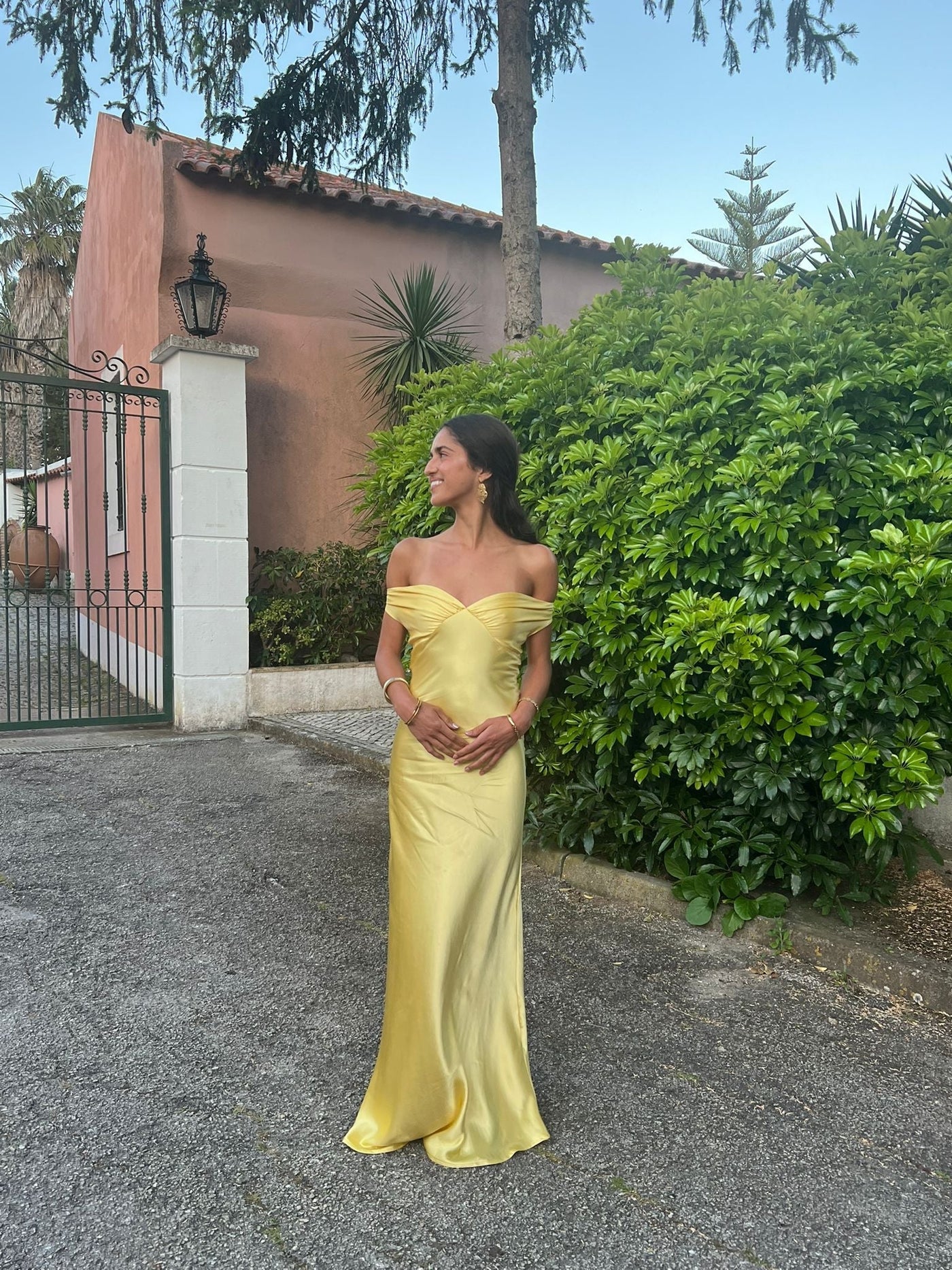 samira satin dress - Yellow