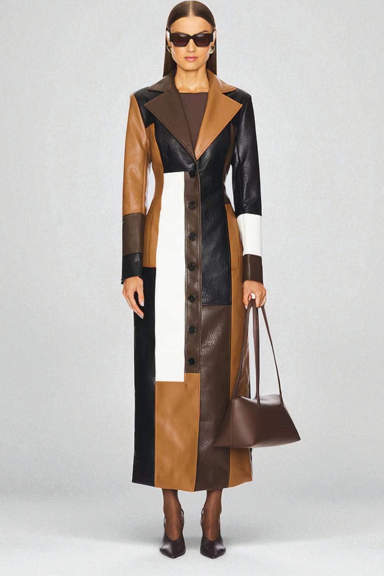 Amal Mosaic Leather Coat
