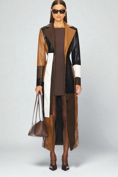 Amal Mosaic Leather Coat