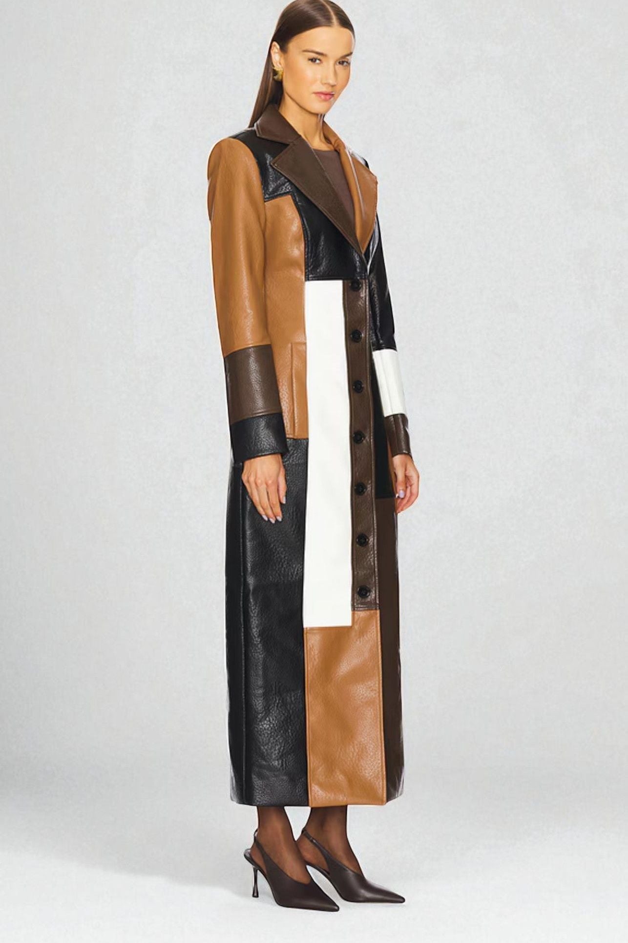 Amal Mosaic Leather Coat