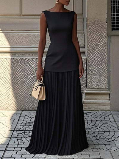 Clarabel Sleeveless Maxi with Signature Pleats