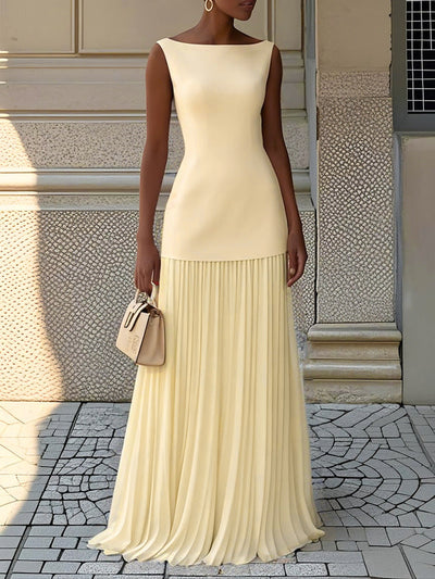 Clarabel Sleeveless Maxi with Signature Pleats