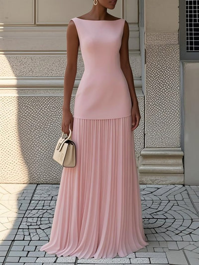 Clarabel Sleeveless Maxi with Signature Pleats