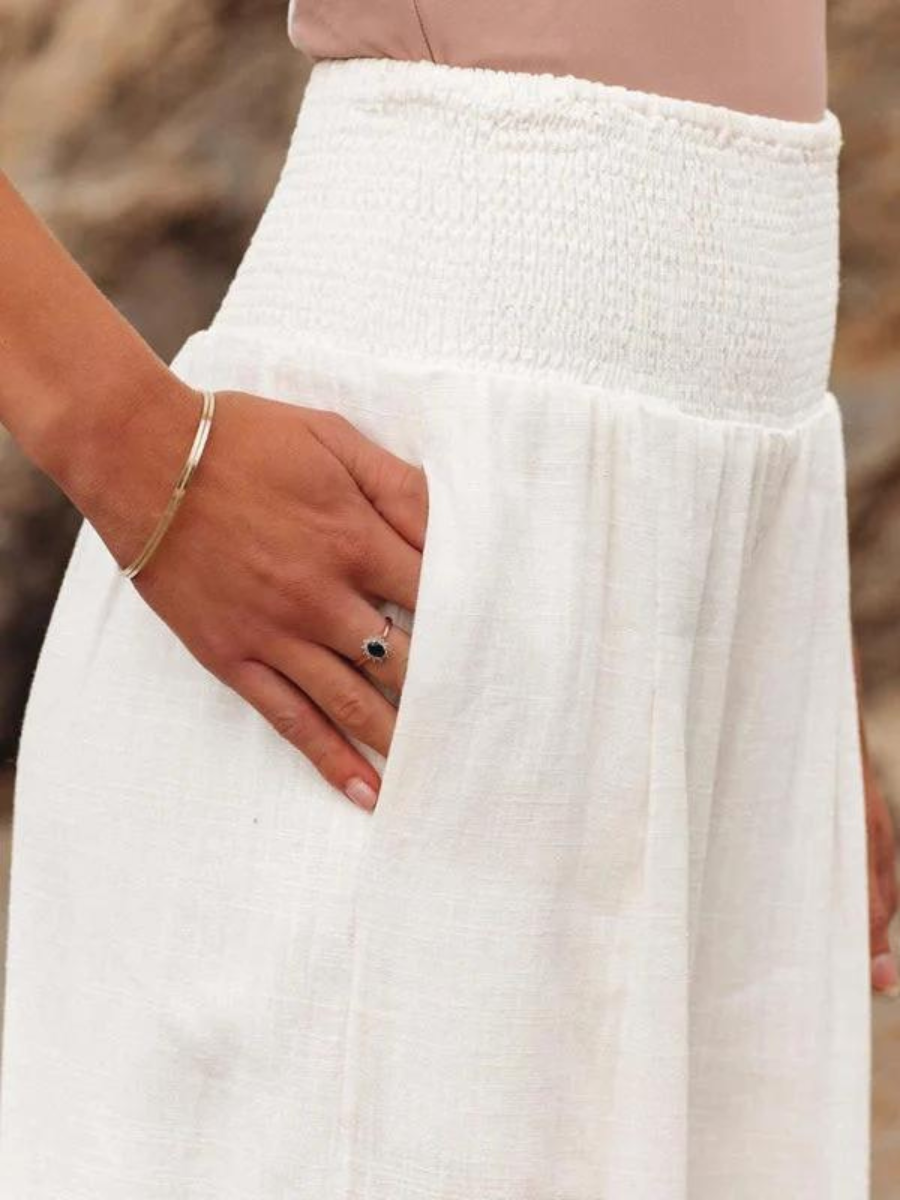 Whitney – Wide-Leg Trousers with Smocked Waist