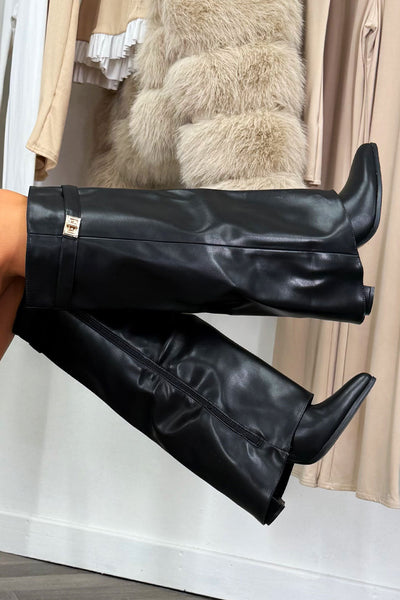 Isabelle Cowboy Boots - Black
