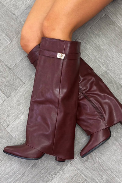 Isabelle Cowboy Boots - Burgundy
