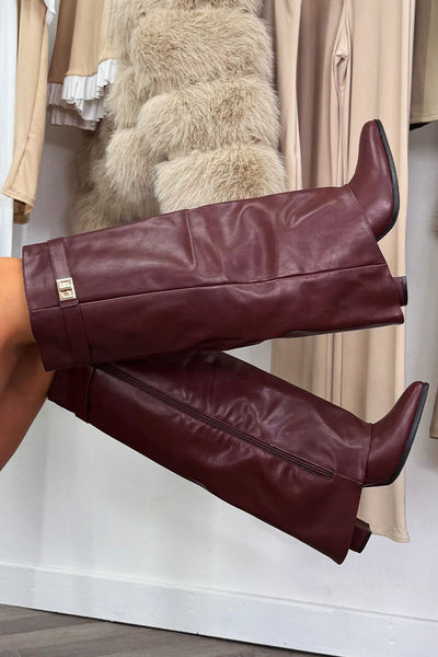 Isabelle Cowboy Boots - Burgundy