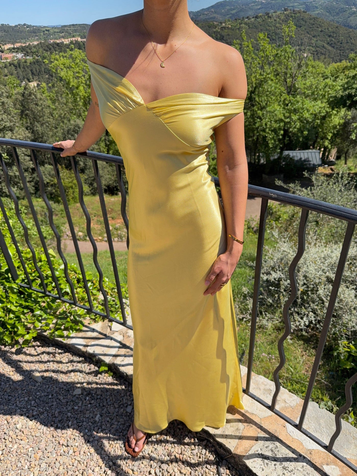 samira satin dress - Yellow
