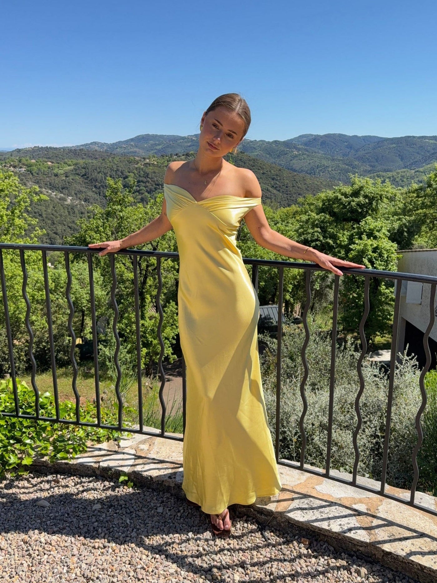 samira satin dress - Yellow