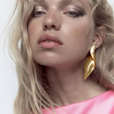 rose golden leaf earrings