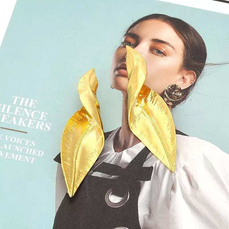 rose golden leaf earrings