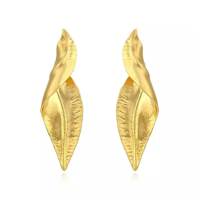 rose golden leaf earrings
